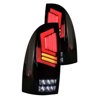 Winjet® CTWJ-0728-BS-SQ - Driver and Passenger Side Black/Smoke Sequential Fiber Optic LED Tail Lights
