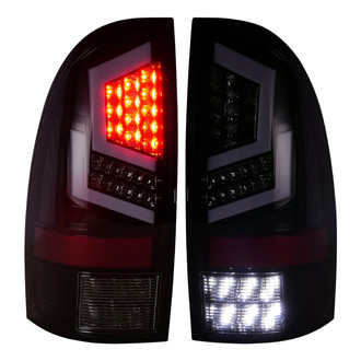 Winjet® CTWJ-0729-GBC - Driver and Passenger Side Gloss Black Fiber Optic LED Tail Lights