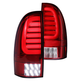 Winjet® CTWJ-0735-CR-SQ - Driver and Passenger Side Chrome/Red Sequential Fiber Optic LED Tail Lights