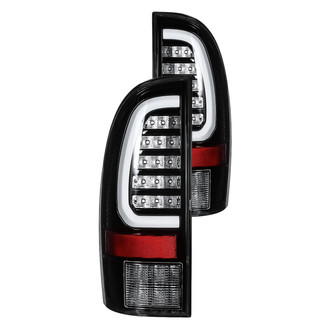 Winjet® CTWJ-0737-GBC - Driver and Passenger Side Gloss Black Fiber Optic LED Tail Lights