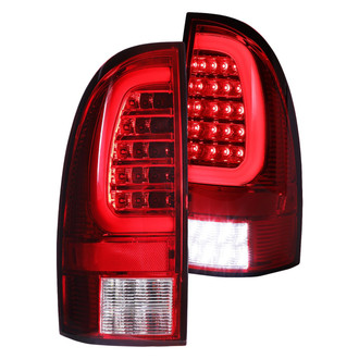 Winjet® CTWJ-0739-CR-SQ - Driver and Passenger Side Chrome/Red Sequential Fiber Optic LED Tail Lights