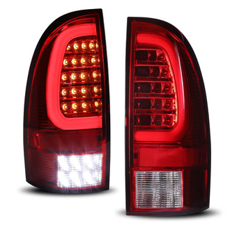 Winjet® CTWJ-0740-CR-SQ - Driver and Passenger Side Chrome/Red Sequential Fiber Optic LED Tail Lights