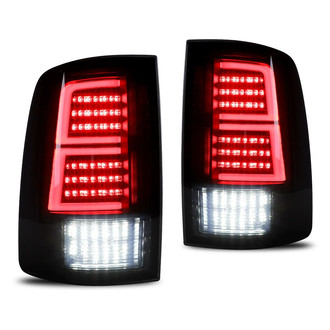 Winjet® - Driver and Passenger Side Black/Smoke Fiber Optic LED Tail Lights