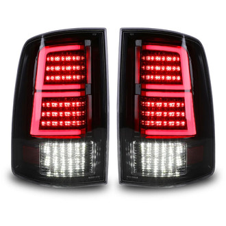 Winjet® - Driver and Passenger Side Gloss Black Fiber Optic LED Tail Lights