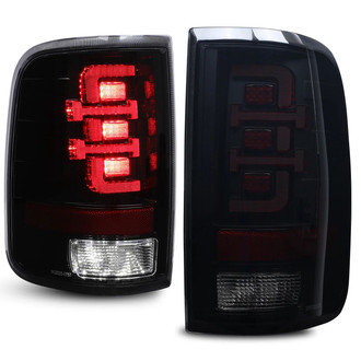 Winjet® - Driver and Passenger Side Black/Smoke Sequential Fiber Optic LED Tail Lights
