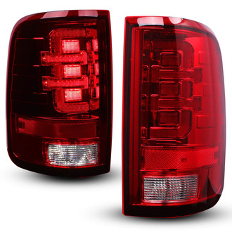 Winjet® - Driver and Passenger Side Chrome/Red Fiber Optic LED Tail Lights