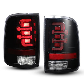 Winjet® - Driver and Passenger Side Gloss Black Sequential Fiber Optic LED Tail Lights