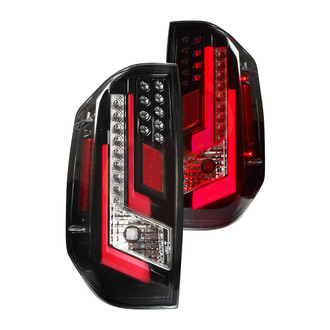 Winjet® - Renegade Driver and Passenger Side Gloss Black Fiber Optic LED Tail Lights