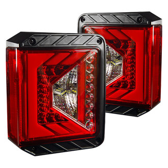 Winjet® - Renegade Driver and Passenger Side Chrome/Red Fiber Optic LED Tail Lights