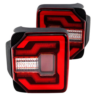 Winjet® - Renegade Driver and Passenger Side Black/Red Sequential Fiber Optic LED Tail Lights