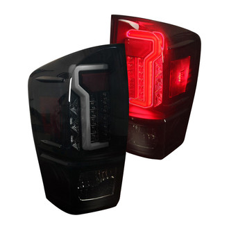 Winjet® - Driver and Passenger Side Black/Smoke Fiber Optic LED Tail Lights