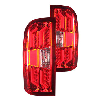 Winjet® - Driver and Passenger Side Chrome/Red Fiber Optic LED Tail Lights