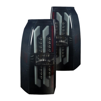 Winjet® - Driver and Passenger Side Black/Smoke Fiber Optic LED Tail Lights