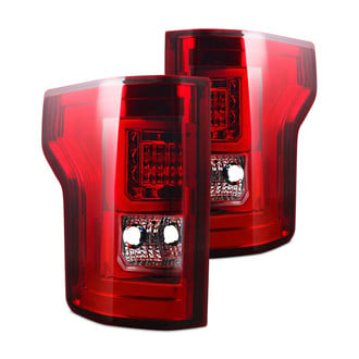Winjet® - Driver and Passenger Side Chrome/Red Fiber Optic LED Tail Lights