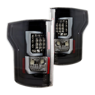 Winjet® - Driver and Passenger Side Glossy Black Fiber Optic LED Tail Lights