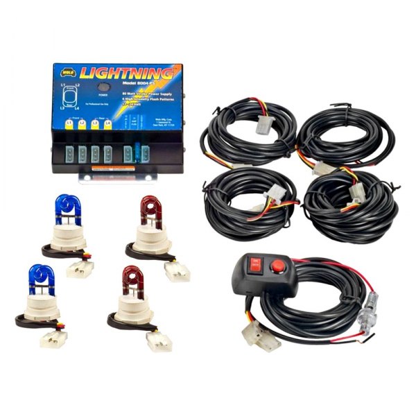 Wolo® - Lightning™ Permanent Mount Blue/Red Hideaway Strobe Light Kit