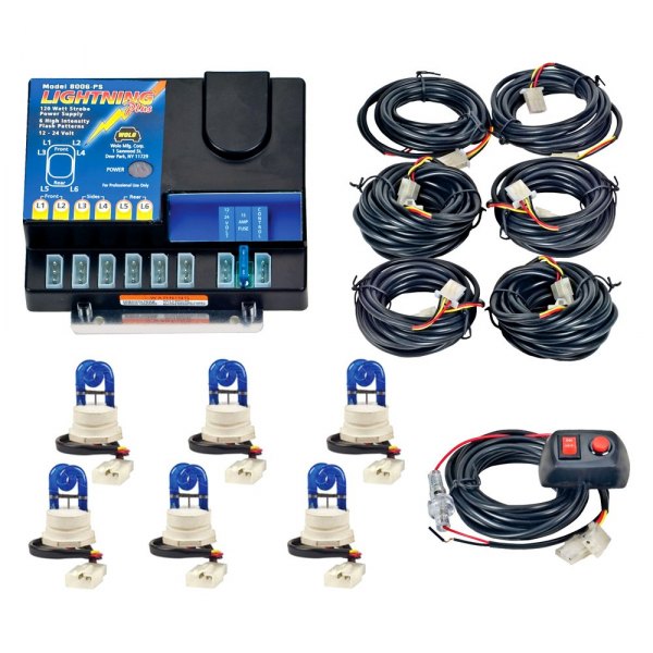 Wolo® - Lightning Plus™ Permanent Mount Blue Hideaway Strobe Light Kit