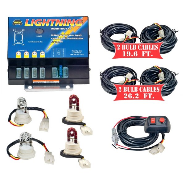Wolo® - Lightning™ XL Permanent Mount Red/White Hideaway Strobe Light Kit