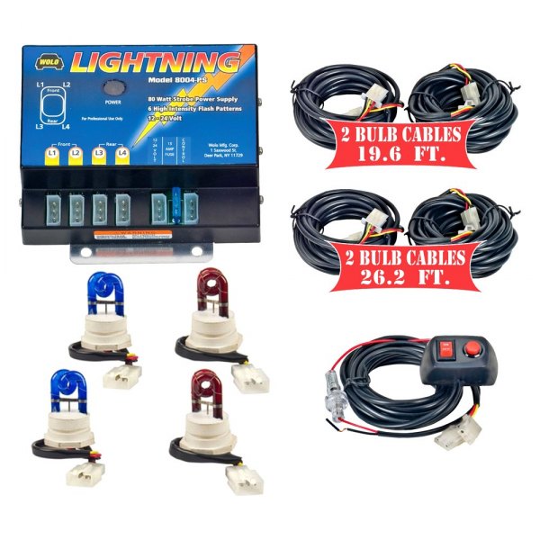 Wolo® - Lightning™ XL Permanent Mount Blue/Red Hideaway Strobe Light Kit