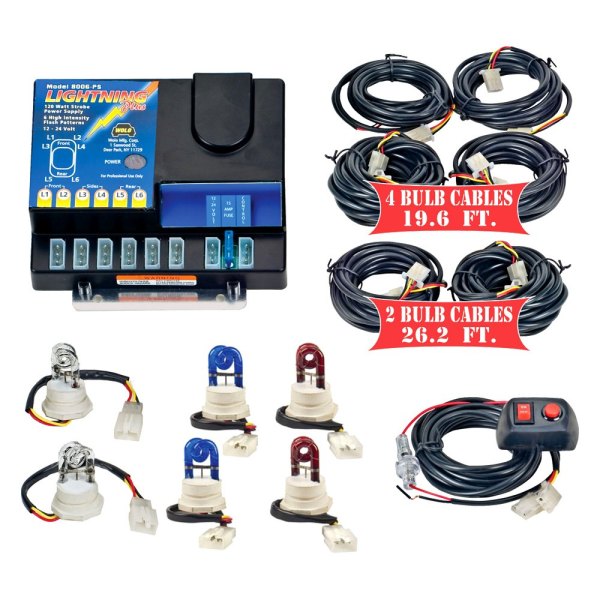 Wolo® - Lightning Plus™ XL Permanent Mount Blue/Red/White Hideaway Strobe Light Kit