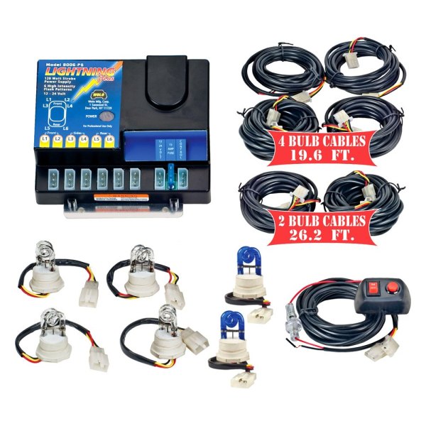 Wolo® - Lightning Plus™ XL Permanent Mount Blue/White Hideaway Strobe Light Kit
