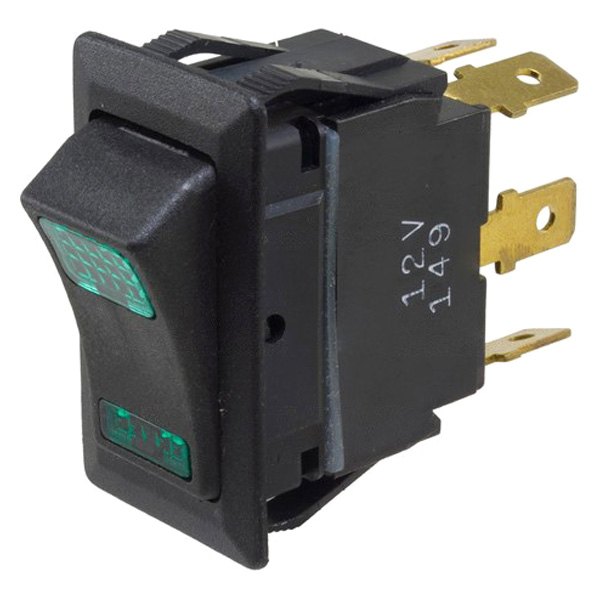  WVE® - Weather Resistant Illuminated SPDT On/Off/On Rocker Green/Green Switch