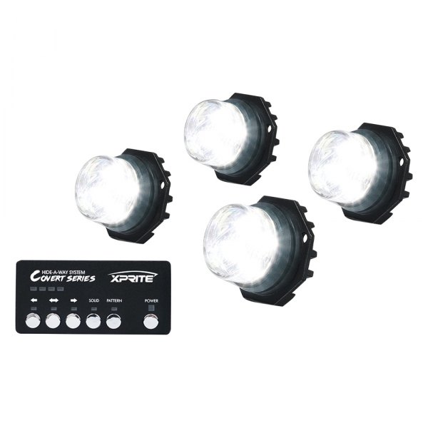 Xprite® - Covert 4 Series White Permanent Mount LED Hideaway Strobe Lights