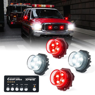 Xprite® - Covert 4 Series White/Red Hardwire LED Hideaway Strobe Lights