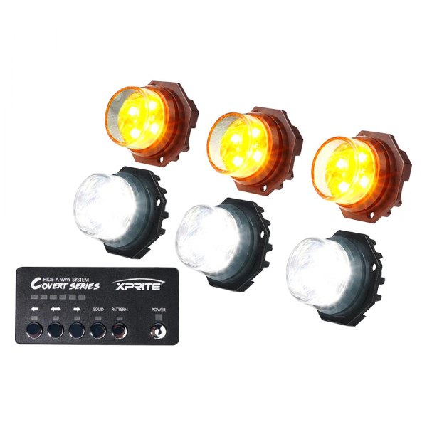 Xprite® - Covert 6 Series White/Amber Permanent Mount LED Hideaway Strobe Lights