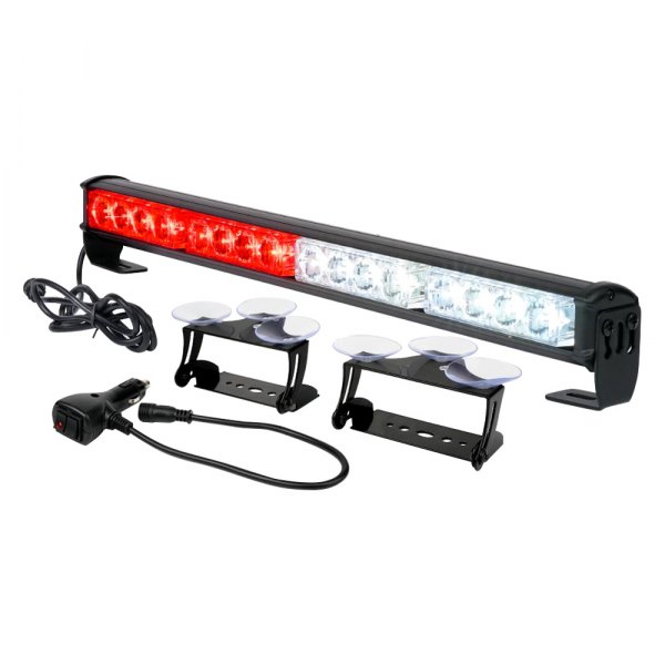 Xprite® - G2 18" 16-LED White/Red Suction Cup Mount Traffic Advisor Light Bar
