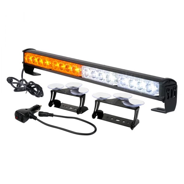 Xprite® - G2 18" 16-LED White/Amber Suction Cup Mount Traffic Advisor Light Bar