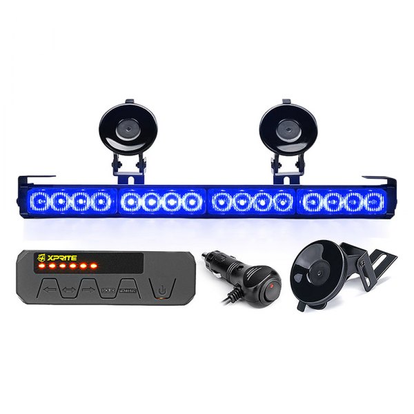 Xprite® - Contract Series 32-LED Blue Bolt-On/Suction Cup Mount Traffic Advisor Light Bar