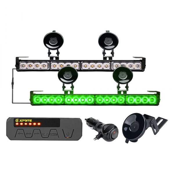 Xprite® - Contract G1 Series 17.1" 32-LED Green Bolt-On/Suction Cup Mount Traffic Advisor Light Bar