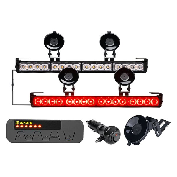 Xprite® - Contract G1 Series 17.1" 32-LED Red Bolt-On/Suction Cup Mount Traffic Advisor Light Bar