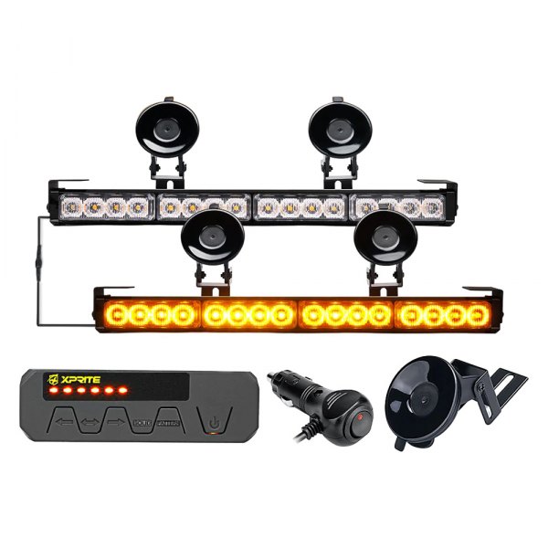 Xprite® - Contract G1 Series 17.1" 32-LED Amber Bolt-On/Suction Cup Mount Traffic Advisor Light Bar