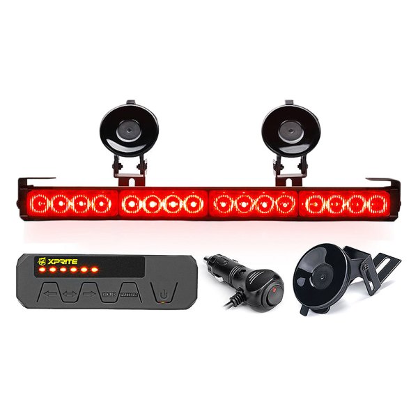 Xprite® - Contract Series 32-LED Red Bolt-On/Suction Cup Mount Traffic Advisor Light Bar