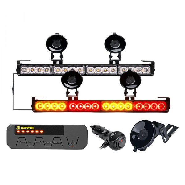 Xprite® - Contract G1 Series 17.1" 32-LED Red/Amber Bolt-On/Suction Cup Mount Traffic Advisor Light Bar