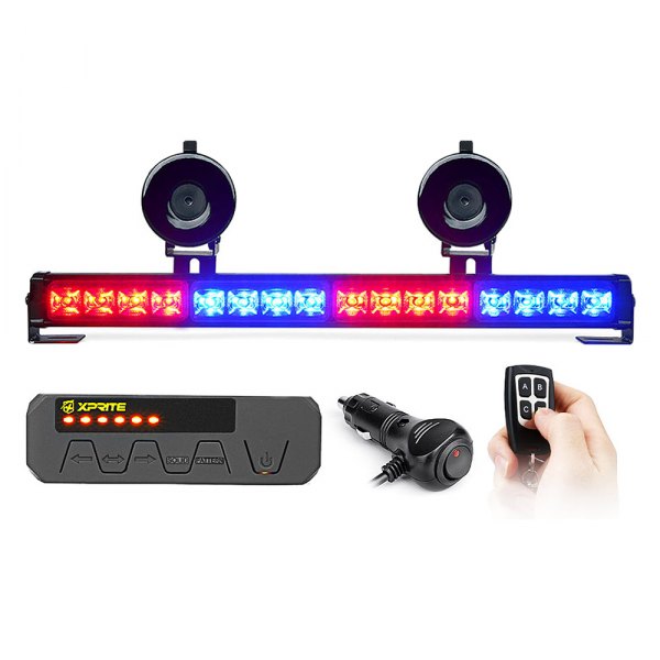 Xprite® - Contract Series 32-LED Red/Blue Bolt-On/Suction Cup Mount Traffic Advisor Light Bar