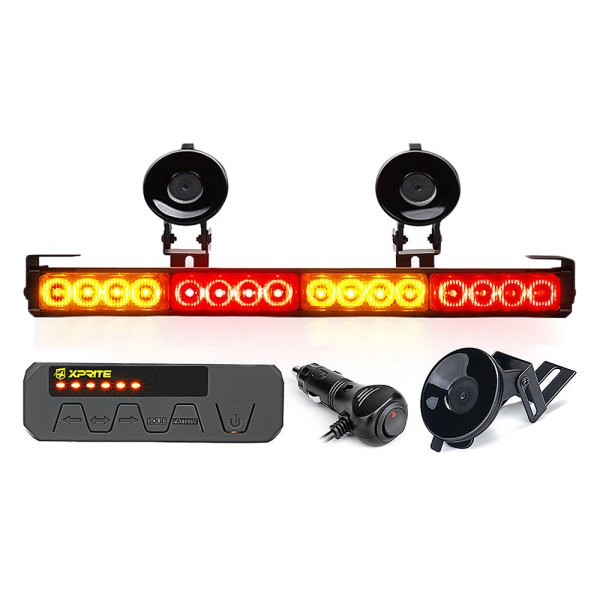 Xprite® - Contract Series 32-LED Red/Amber Bolt-On/Suction Cup Mount Traffic Advisor Light Bar