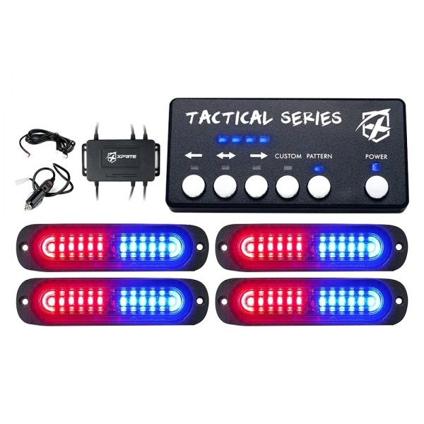 Xprite® - Tactical 12 Series 4.25" Red/Blue Bolt-on LED Strobe Lights