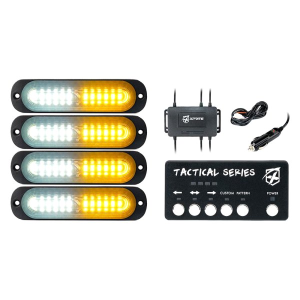 Xprite® - Tactical 12 Series 4.25" Amber/White Bolt-on LED Strobe Lights