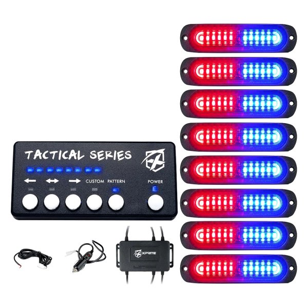 Xprite® - Tactical 12 Series 4.25" Red/Blue Bolt-on LED Strobe Lights