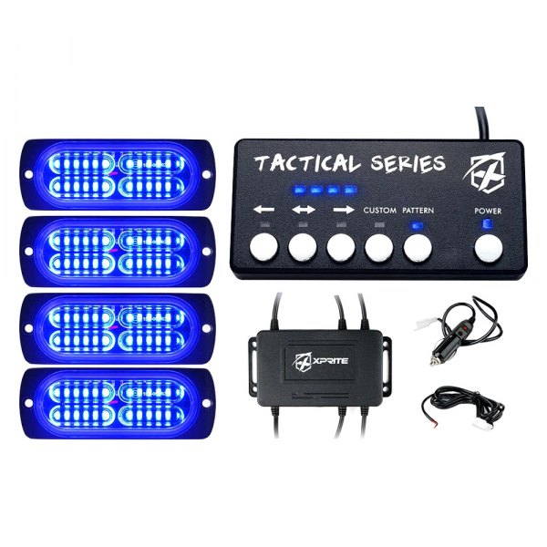 Xprite® - Tactical 24 Series 4.25" Blue Bolt-on LED Strobe Lights