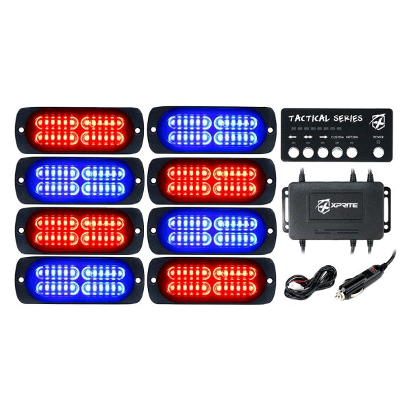 Xprite® - Tactical 24 Series 4.25" Red/Blue Bolt-on LED Strobe Lights