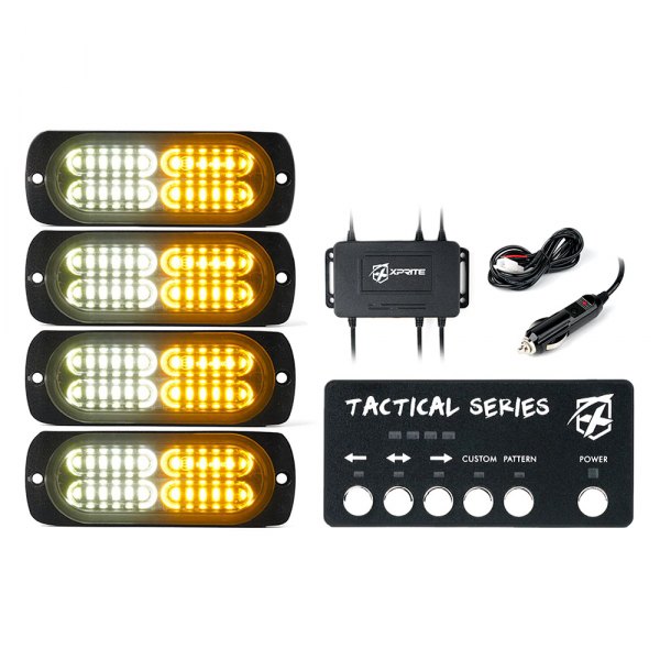 Xprite® - Tactical 24 Series 4.25" Amber/White Bolt-on LED Strobe Lights