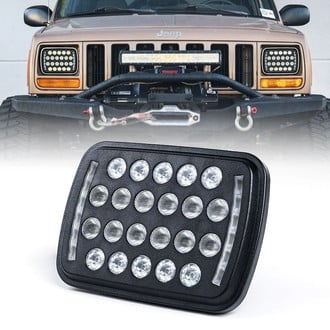 Xprite® - 7x6" Rectangular Black Insight Series LED Headlight With DRL