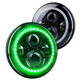 Xprite® - 7" Round Black Projector LED Headlights With Switchback Halo