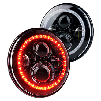 Xprite® - 7" Round Black Projector LED Headlights With Switchback Halo