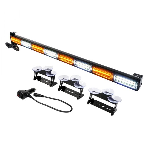 Xprite® - G2 Vigilante Series 35" Amber/White Bolt-On/Suction Cup Mount LED Traffic Advisor Light Bar