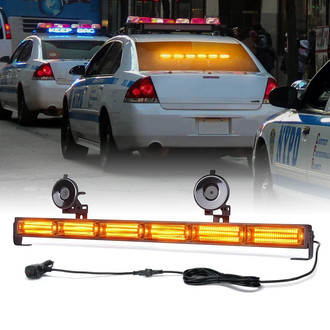 Xprite® - Controller COB LED 6 Series 26" 6 Modules Amber Bolt-On/Suction Cup Mount Traffic Advisor Strobe Light Bar